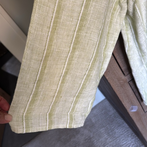 Habitat Contrast Striped Linen Button Front Blouse Top Womens L Lagenlook Beach - Picture 5 of 9